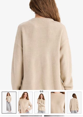 Bej Rahat Kesim Kadın Triko Kazak - Görsel 2