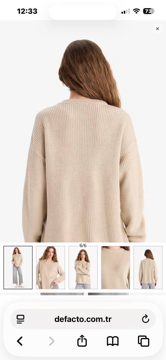 Bej Rahat Kesim Kadın Triko Kazak - Görsel 2