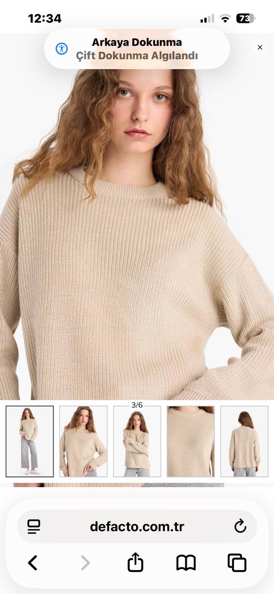 Bej Rahat Kesim Kadın Triko Kazak - Görsel 3