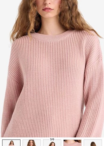 Pembe Triko Kadın Uzun Kollu Kazak - Görsel 2