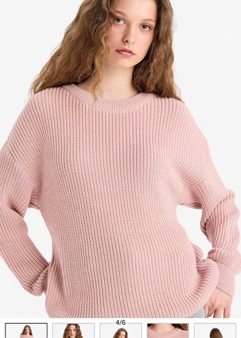 Pembe Triko Kadın Uzun Kollu Kazak - Görsel 5