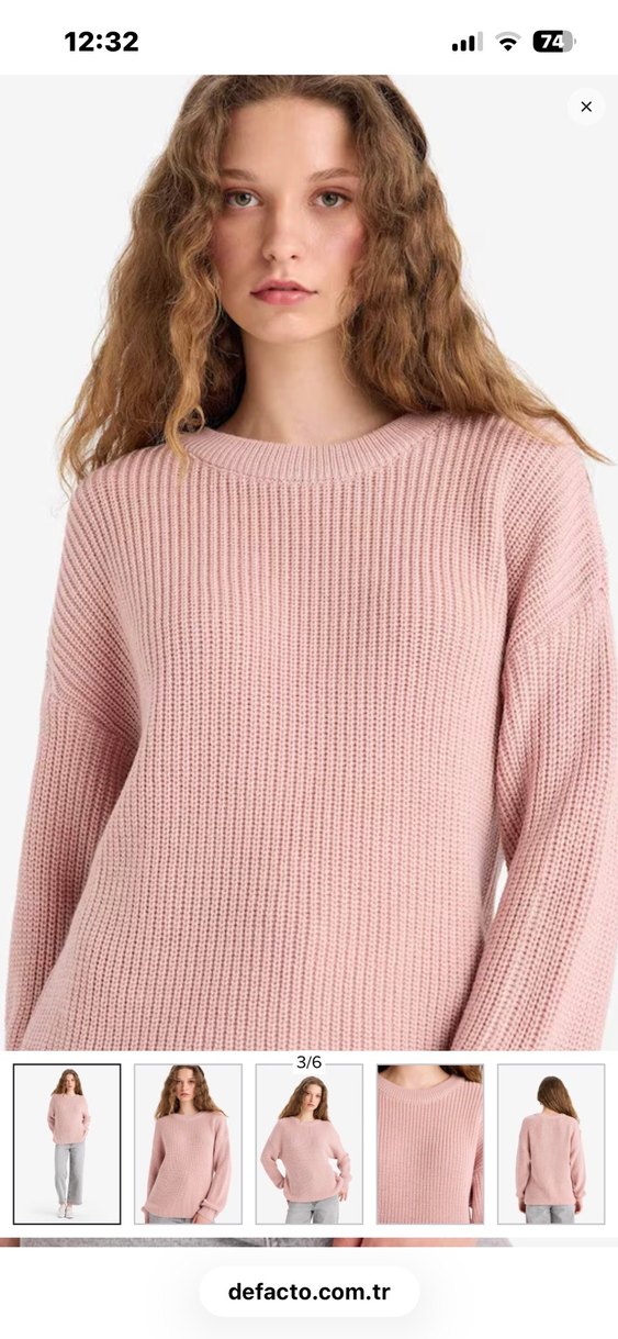 Pembe Triko Kadın Uzun Kollu Kazak - Görsel 2