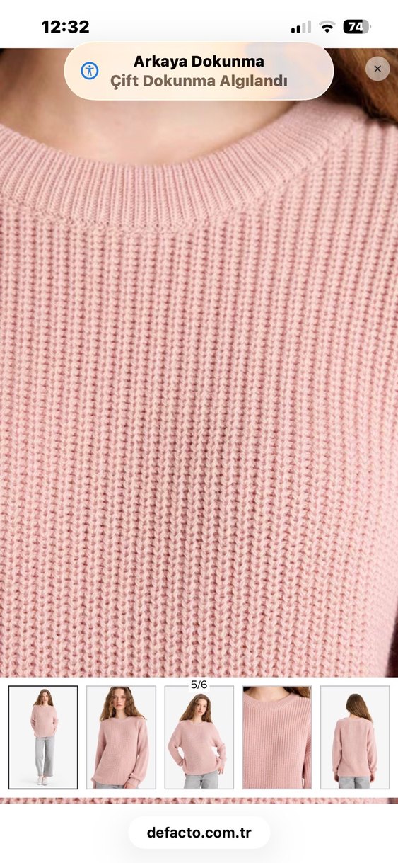 Pembe Triko Kadın Uzun Kollu Kazak - Görsel 4