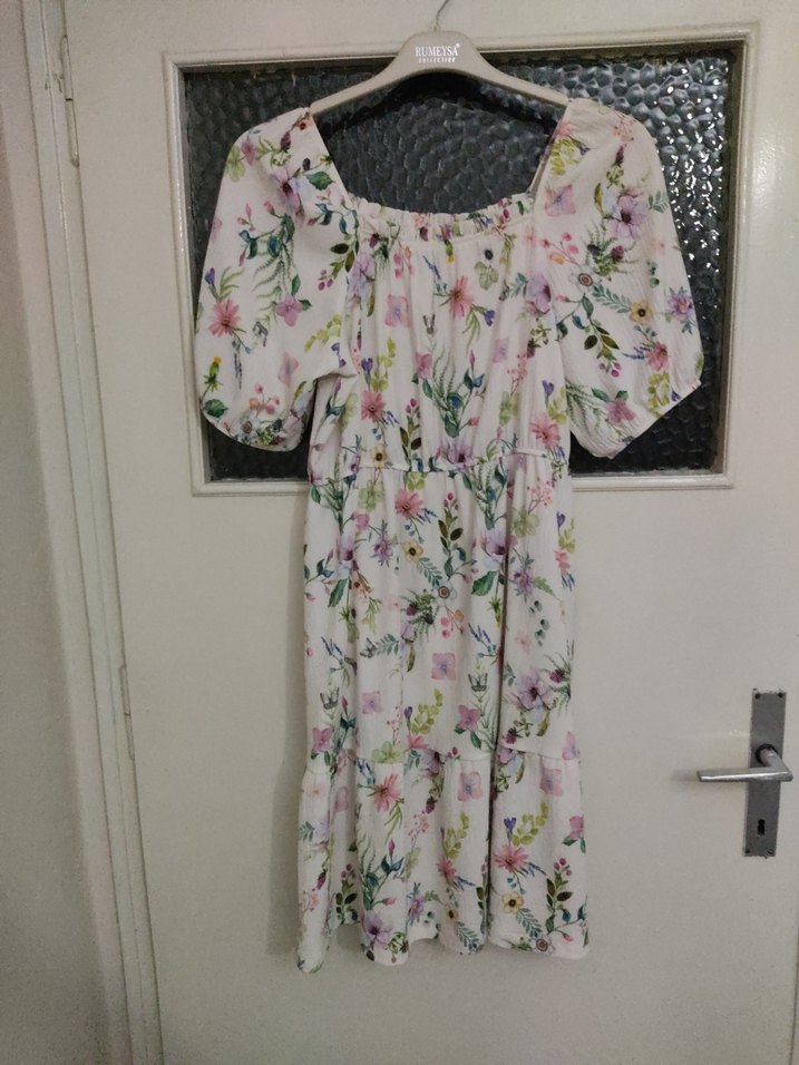 Çiçek Desenli Uzun Bohem Elbise - Görsel 2