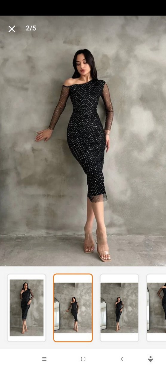 Siyah pul desenli transparan kol abiye - Görsel 3