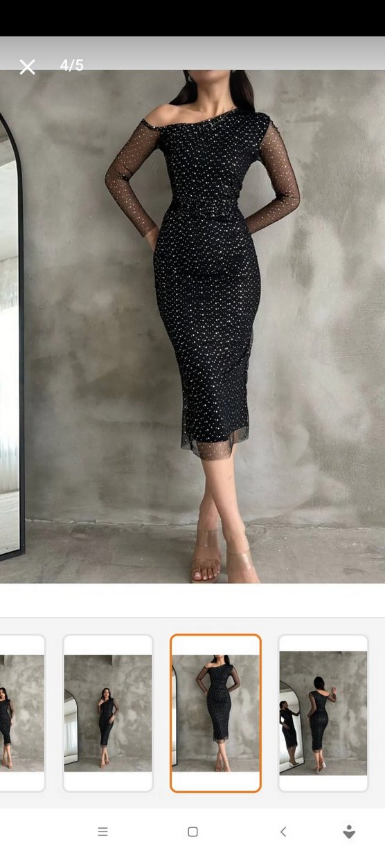 Siyah pul desenli transparan kol abiye - Görsel 2