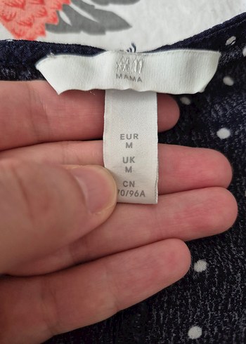 H&M Düğmeli Lacivert Puantiyeli Hamile&Geniş Kalıp Kadın Elbise
