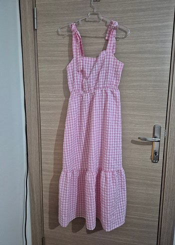 38 Beden Xside Pembe Potikareli Askılı Günlük Elbise