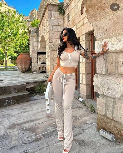 ????BEJ RENGİ BİYELİ İKİLİ TAKIM