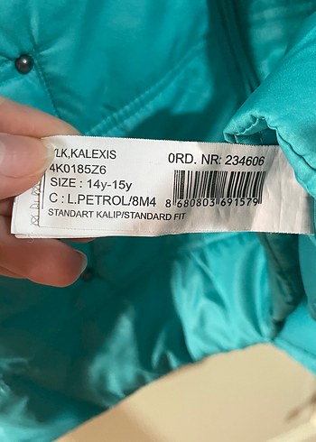 13-14 Yaş Beden turkuaz Renk Turkuaz Kapüşonlu Fermuarlı Çocuk Yelek