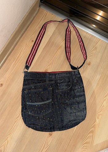 Beden Vintage,Nakışlı Kot Kadın Çantası