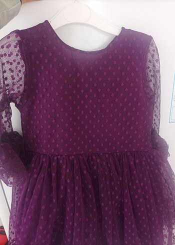 Kız Çocuk Mor Dantel Bohem Elbise - Görsel 2