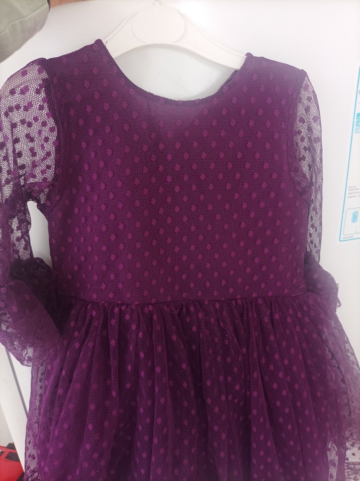 Kız Çocuk Mor Dantel Bohem Elbise - Görsel 2