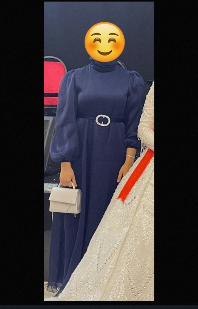 lacivert tesettür elbise ve lacivert şal - Görsel 3