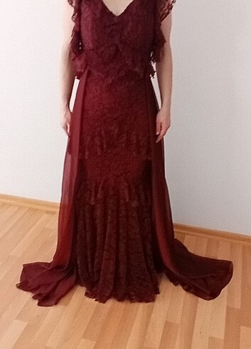 Bordo dantel 36 beden abiye