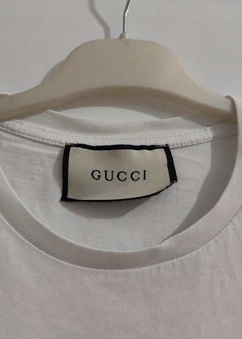 Gucci Erkek Beyaz Baskılı Pamuklu Tişört