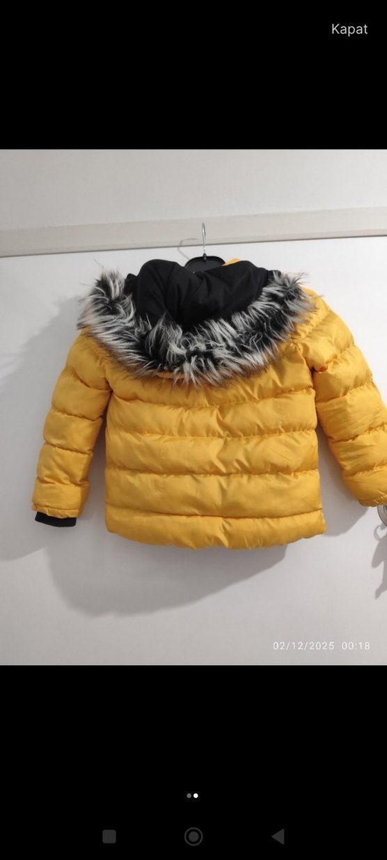 Sarı Kürklü Çocuk Kışlık Mont - Görsel 2