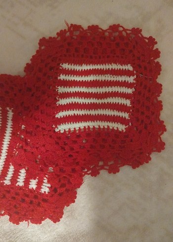 Kırmızı Dantel Detaylı Örgülü Banyo Lifi 6 adet - Görsel 2