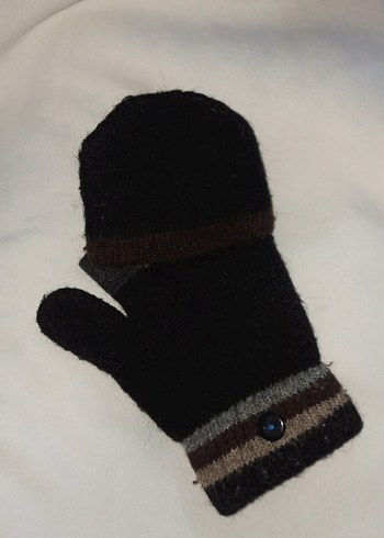 Kadın Kahverengi Örgü Yün Eldiven - Görsel 4