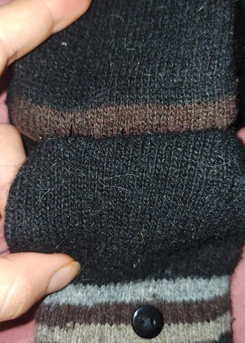 Kadın Kahverengi Örgü Yün Eldiven - Görsel 10