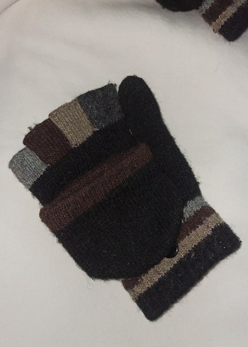 Kadın Kahverengi Örgü Yün Eldiven - Görsel 6