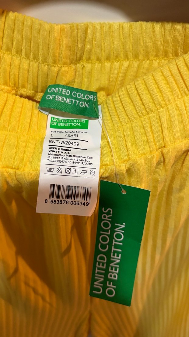 Benetton Sarı Pilili eşofman altı - Görsel 2