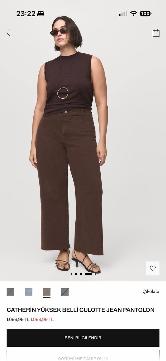 Mango catherin yüksek bel kahve jean - Görsel 2