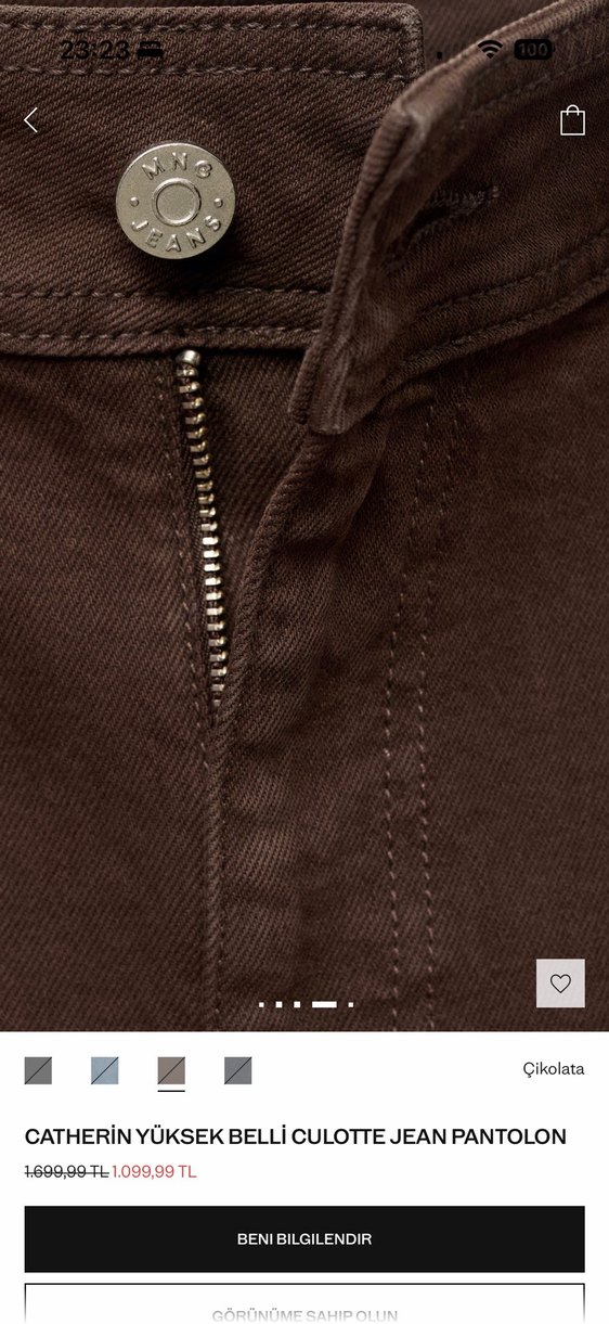 Mango catherin yüksek bel kahve jean - Görsel 3