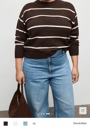 Mango catherin yüksek bel donuk mavi jean - Görsel 4