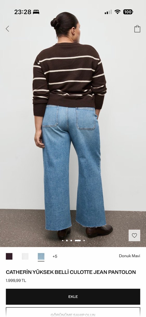 Mango catherin yüksek bel donuk mavi jean - Görsel 2