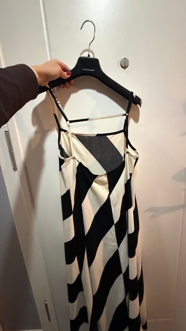 Trendyol Çizgili, Pilili Uzun Askılı Elbise - Görsel 3