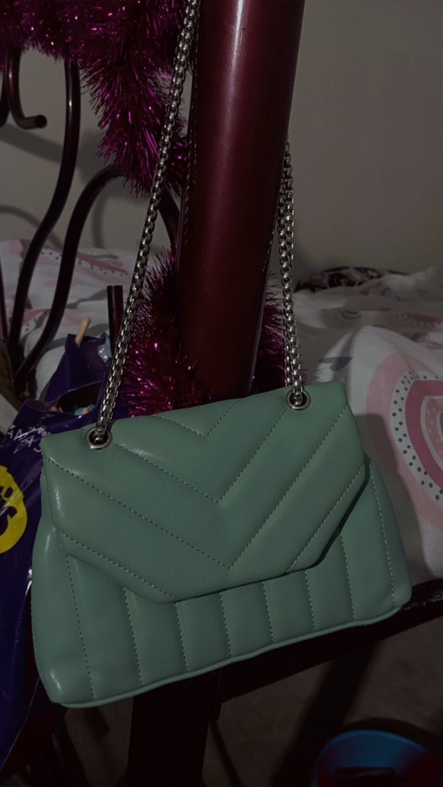 Kadın Soft  Yeşil Dikiş Detaylı Kapitone Omuz Çantası - Görsel 3