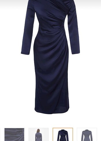 Trendyolamilla Lacivert Saten Abiye - Görsel 2