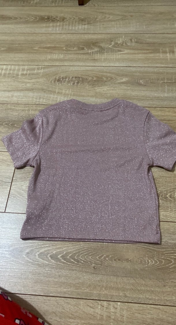 Kız Çocuk Parlak Kahverengi Kısa Kollu Tişört - Görsel 2