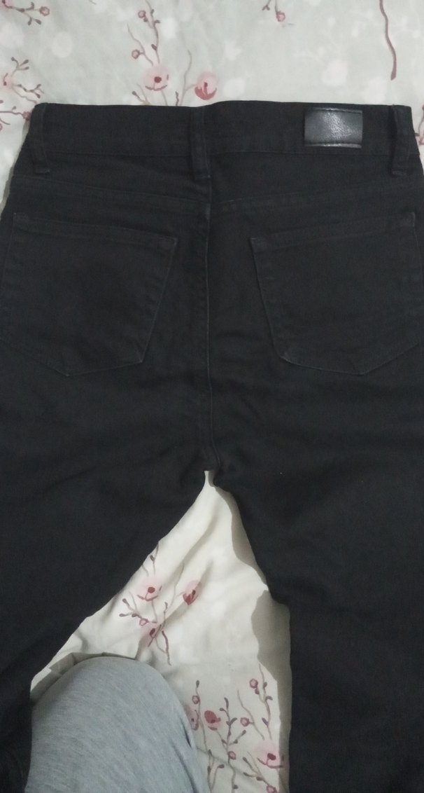 Siyah Midi Denim Kadın Pantolon - Görsel 5