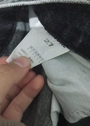 Gri-siyah Bol Kesim Midi Kot Pantolon - Görsel 5