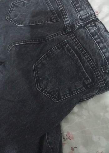 Gri-siyah Bol Kesim Midi Kot Pantolon - Görsel 3