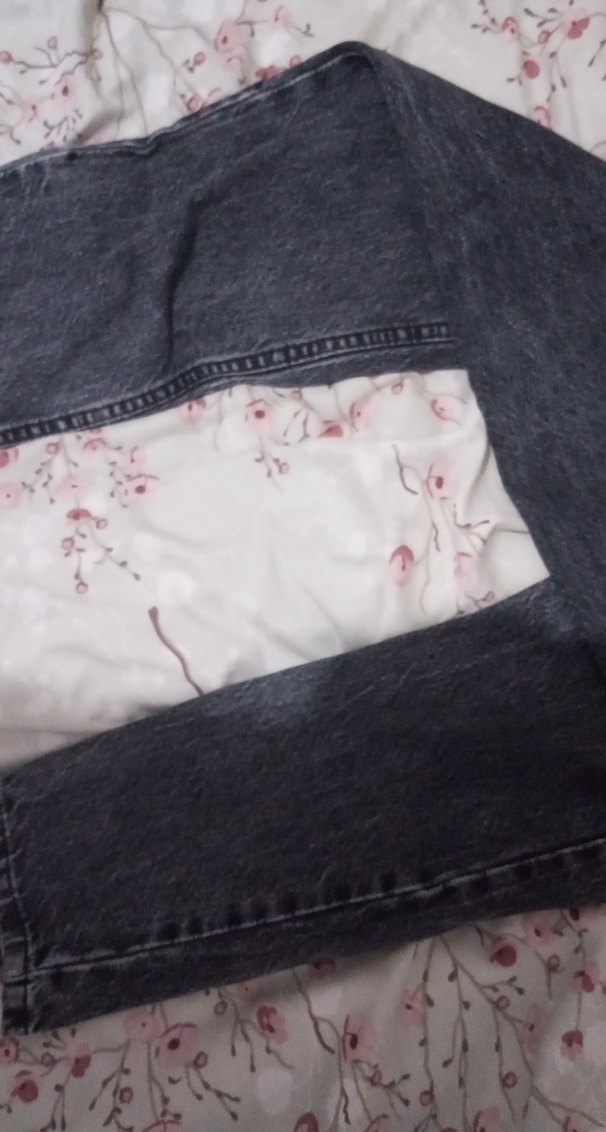 Gri-siyah Bol Kesim Midi Kot Pantolon - Görsel 4