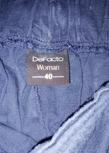 Kadın Mavi Pamuklu Pilili Rahat Pantolon - Görsel 4