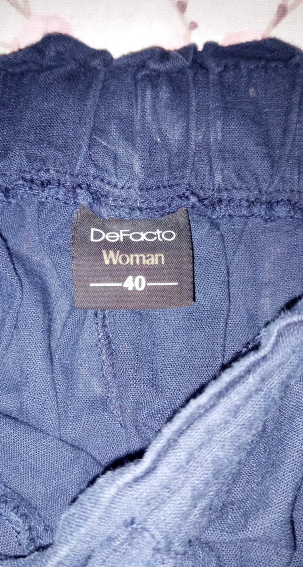 Kadın Mavi Pamuklu Pilili Rahat Pantolon - Görsel 4