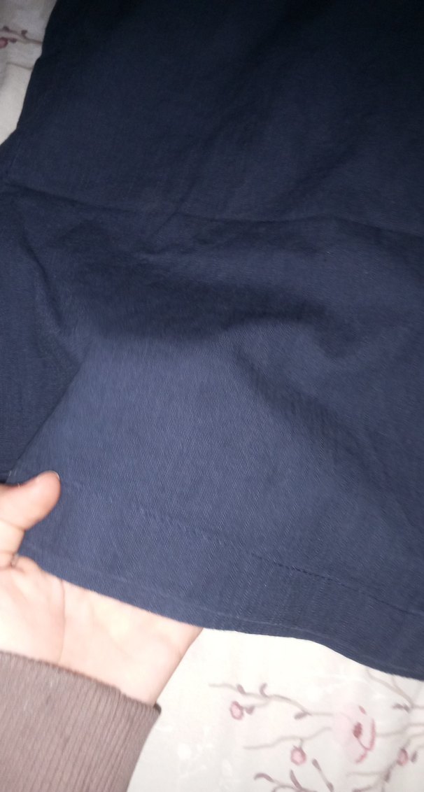 Kadın Mavi Pamuklu Pilili Rahat Pantolon - Görsel 3