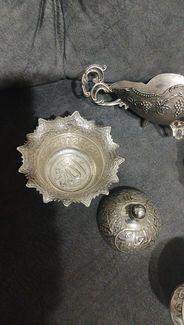 antika Geleneksel İşlemeli Gümüş Sofra Takımı - Görsel 2