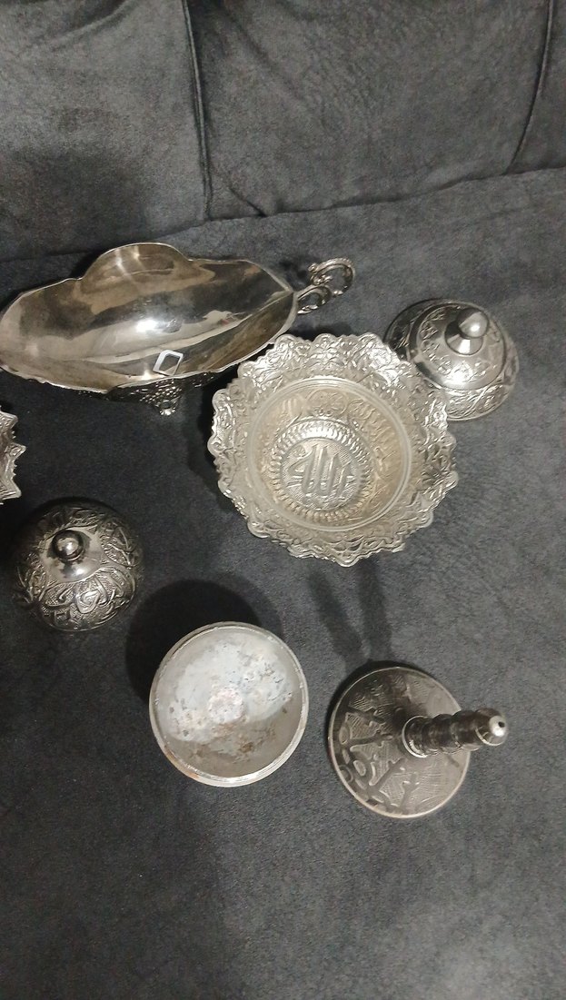 antika Geleneksel İşlemeli Gümüş Sofra Takımı - Görsel 4