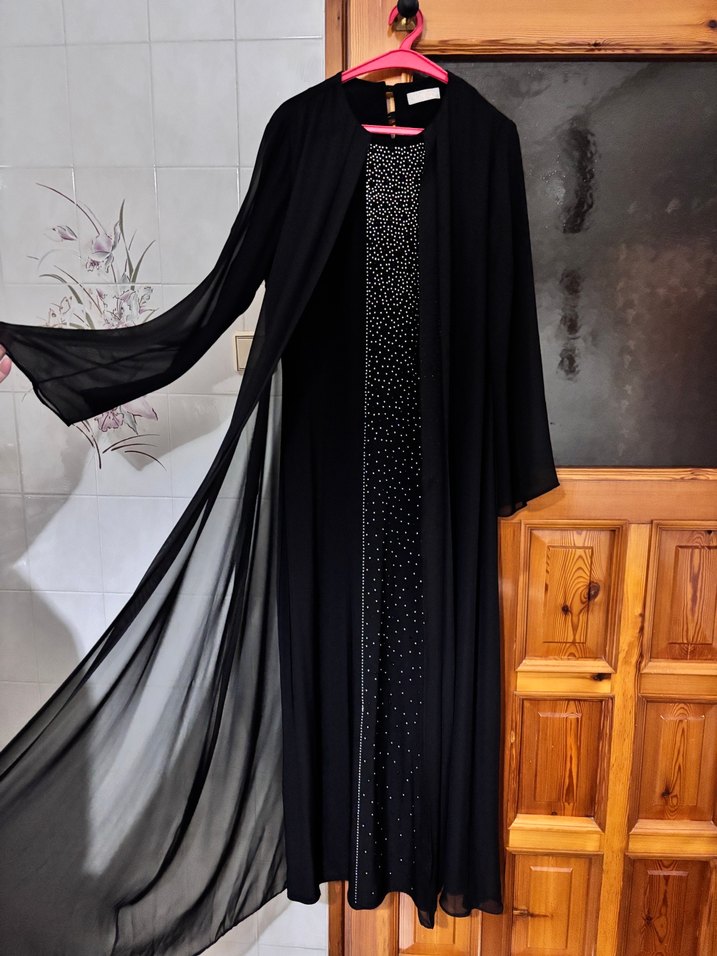 Siyah Drapeli Straplez Uzun Abiye Elbise - Görsel 2