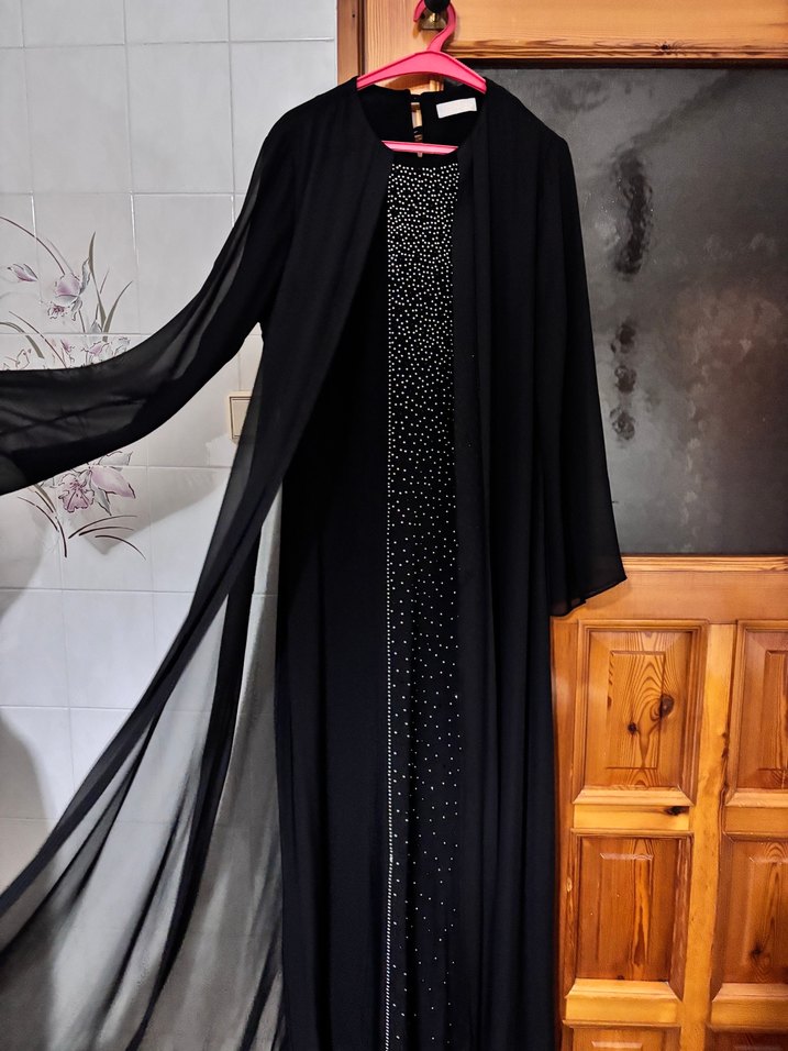 Siyah Drapeli Straplez Uzun Abiye Elbise - Görsel 4