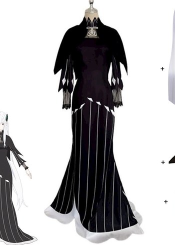 Re:Zero Echidna Cosplay Kostüm+Peruk