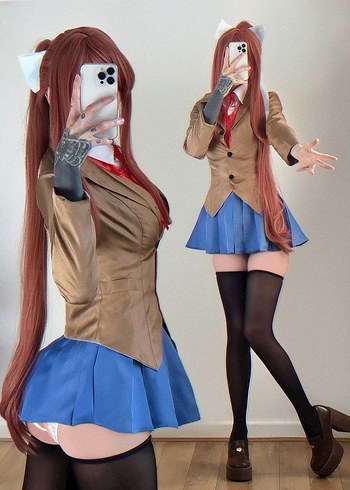Monika DDLC kostüm+peruk