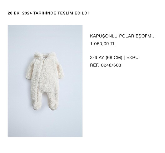Zara Zara Polar Bebek Tulumu