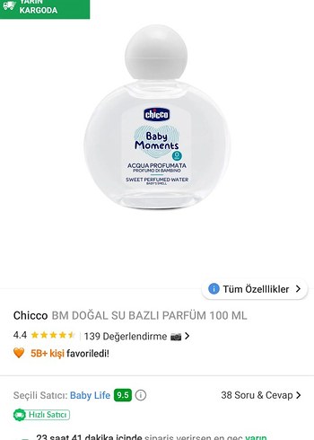 Chicco Baby Moments Doğal Su Bazlı Parfüm 100 ml