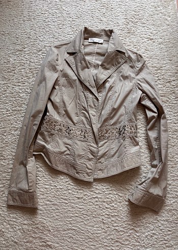 Düğmeli Nakışlı Keten Mini vintage Ceket 2000ler